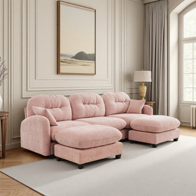 Canapé modulaire en U avec repose-pieds et canapé en chenille