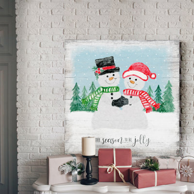 Holiday Snowmen - Reproduction d'art sur toile tendue