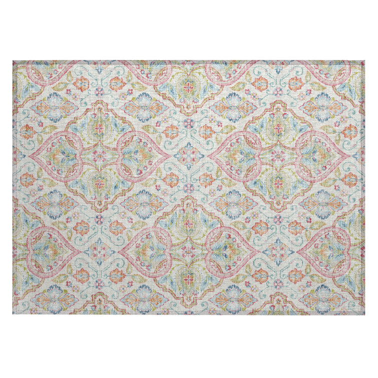 Machine Washable Indoor/Outdoor Husby ACN2207 Bohemian Rug