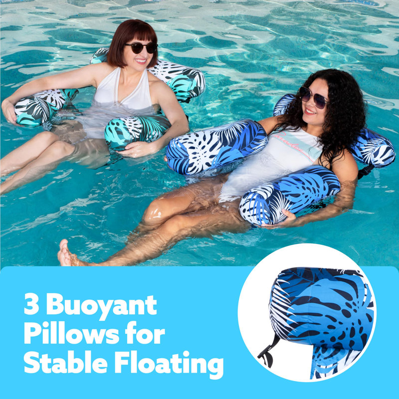Foldable dual-purpose backrest floating platform - water-based recreational reclining chair floating bed sofa, Green,Blue
