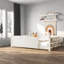 Lits Montessori pour lit double avec rangement, panneau de fibres à densité moyenne en bois de pin, chambre d'enfant beige moderne