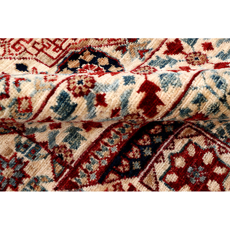 Tapis rouge / ivoire de haute qualité noué à la main Aryana