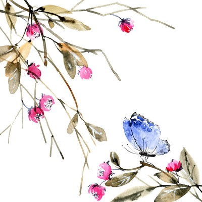 Chanruss Blossom Tree and Butterfly - Reproduction de dessin sur toile tendue