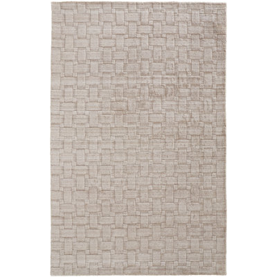 Shanta Beige Hand-Woven Geometric Viscose Rug