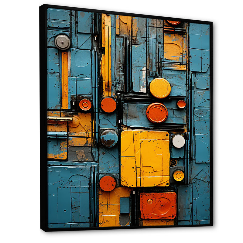 Motifs tribaux bleus Ndebele, Cadre flottant noir, H 20 po x l 12 po x P 1 po
