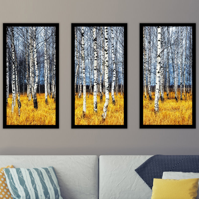 Birch Trees Landscape Framed Print Set - 25.5" H x 40.5" W