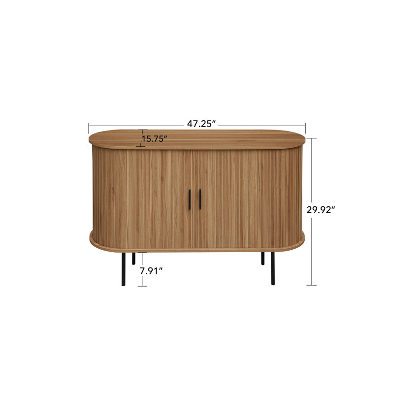 47" Sideboard with Tambour Door, Brown