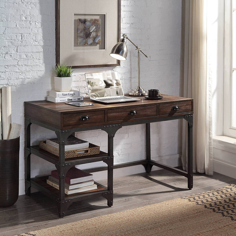 Bureau d'écriture en métal argenté antique, Brun