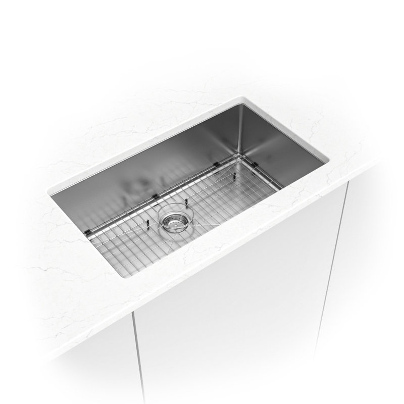 Évier de cuisine à simple cuve en acier inoxydable calibre 16 de 32 po x 19 po SleekSteel