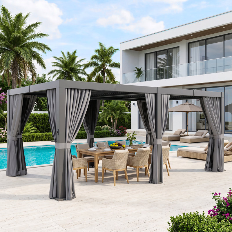 20 pi L 12 pi. D Pergola d'extérieur, pergola à persiennes, pergola en aluminium pour patio, 20 pi L 12 pi. D