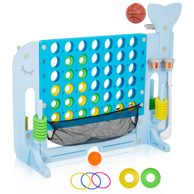 4-in-1 Jumbo Connect Game Set – Adjustable Height (2.8-3.8 FT), Golf, Basketball & Ring Toss, Quick-Release Slider, Indoor/Outdoor Family Board Game for Kids & Adults, Without Storage Bag USA