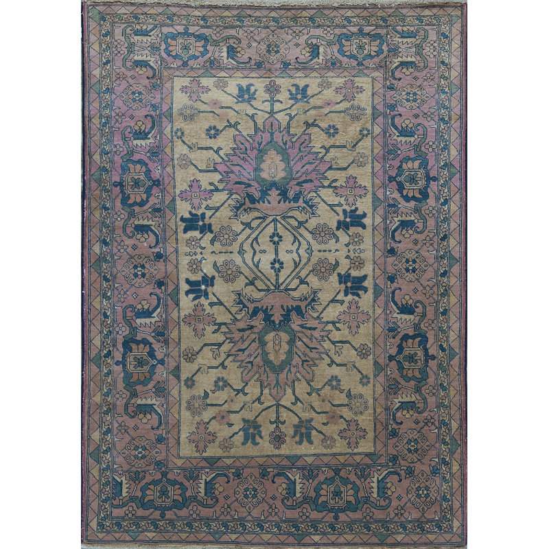 Hand-Knotted High-Quality Beige and Blue Area Rug