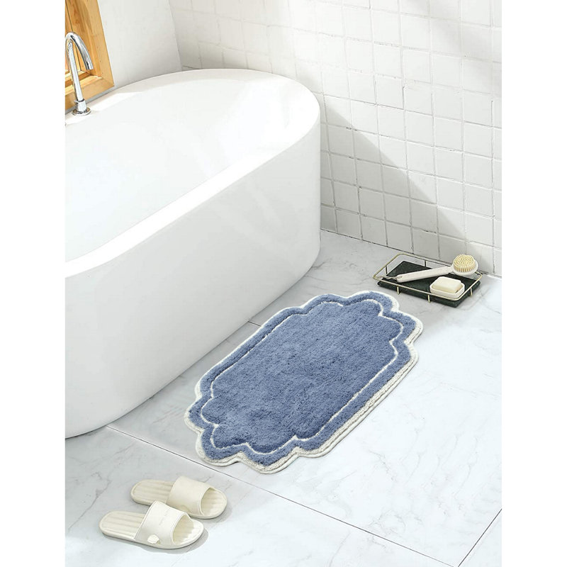 Tapis pour salle de bain Dobrinka, Bleu, 17 po x 24 po (rectangulaire)