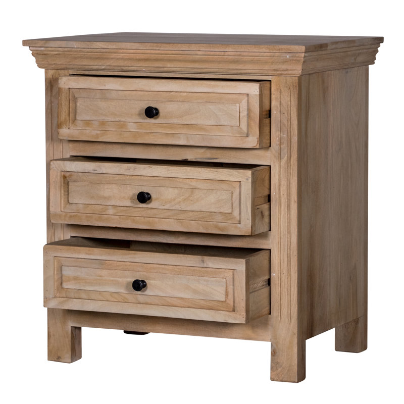 Clotis 28'' W Solid Wood Nightstand, Brown