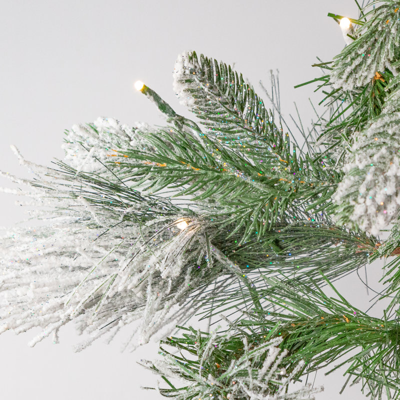 Lightly Flocked Snowbell Pine Garland 9ft Pre-Lit