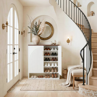 24 Pair Shoe Storage Cabinet with Adjustable Shelves
