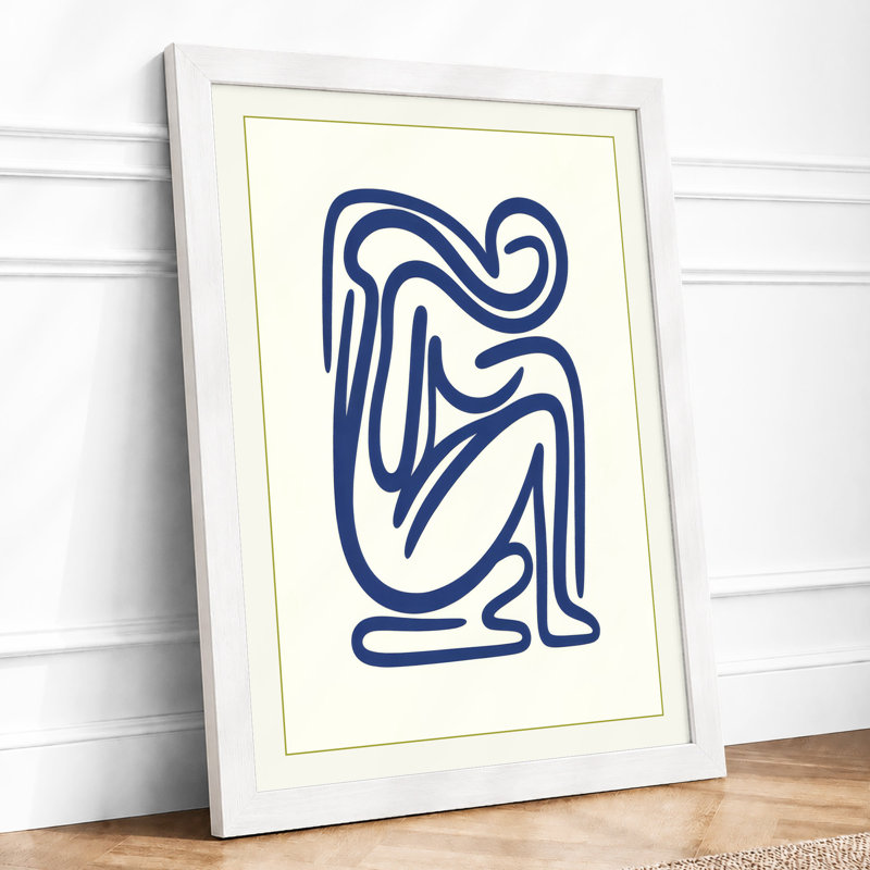 Seated Form In Lines Minimalist - Print, A2 - 59.4 x 42.0 cm, White