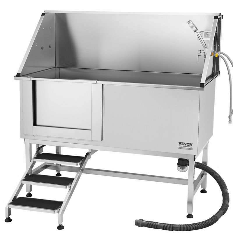 149.1cm H x 149.9cm W x 70.0cm D Stainless Steel Dog Grooming Tub
