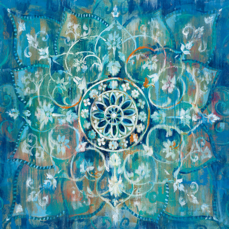 Mandala In Blue I by Danhui Nai - Wrapped Canvas Painting, 61cm H x 91cm W