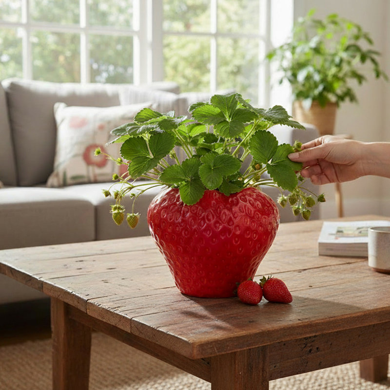 6.5" Strawberry Ceramic Planter