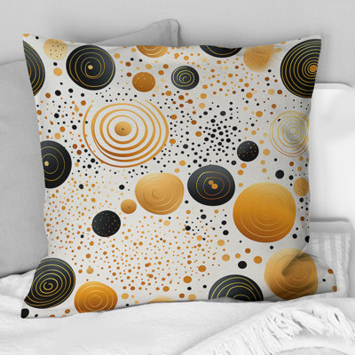 Gilded Polka Dot I - Polka Dots Polyester Throw Pillow