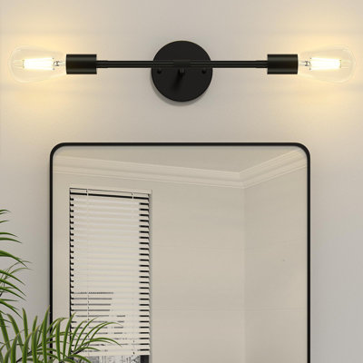 Luminaire de salle de bain 2 lumières au-dessus d'un miroir, appliques murales modernes, plafonnier semi-encastré d'intérieur pour la cuisine de chambre à coucher de couloir (paquet de 1)