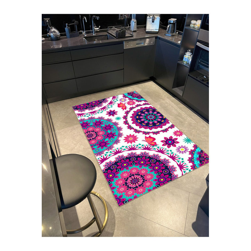 Tapis lavable à la machine rose, Tapis de couloir 2 pi 6 po x 6 pi 7 po inclus