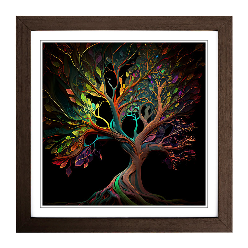 Tree Abstract Art No.1 - Single Picture Frame Print on Wood, Walnut