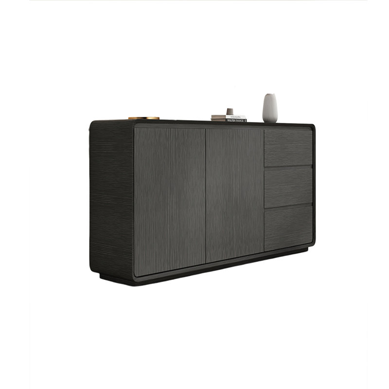 Modern Simple Solid Wood Sideboard, Black/Gray, 31.49" H x 47.24" W x 15.75" D