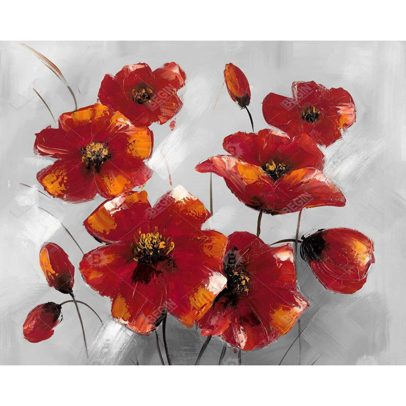 Anemone Flowers Print On Canvas, H 48 po x l 60 po