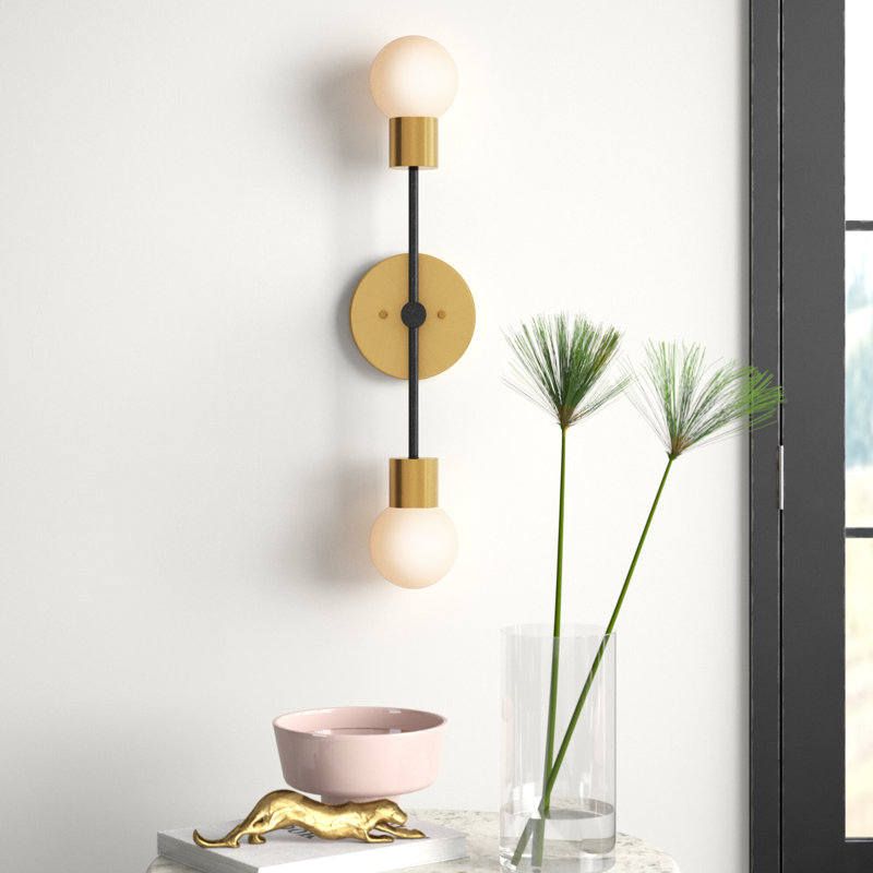 Chelvey Steel Armed Sconce, Foundry Brass, Opal