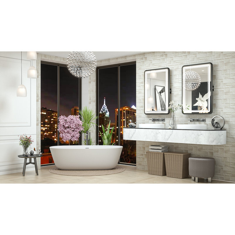 Miroir de salle de bain rectangulaire Demivion, 24 po x 36 po, Noir mat