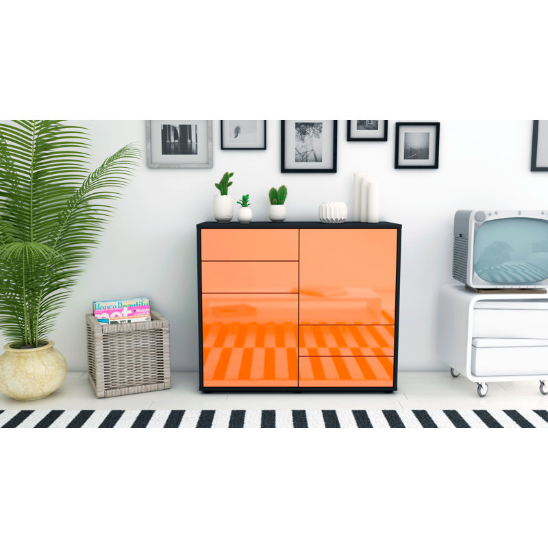 Raycliff 92cm Sideboard, Anthracite/High-gloss orange