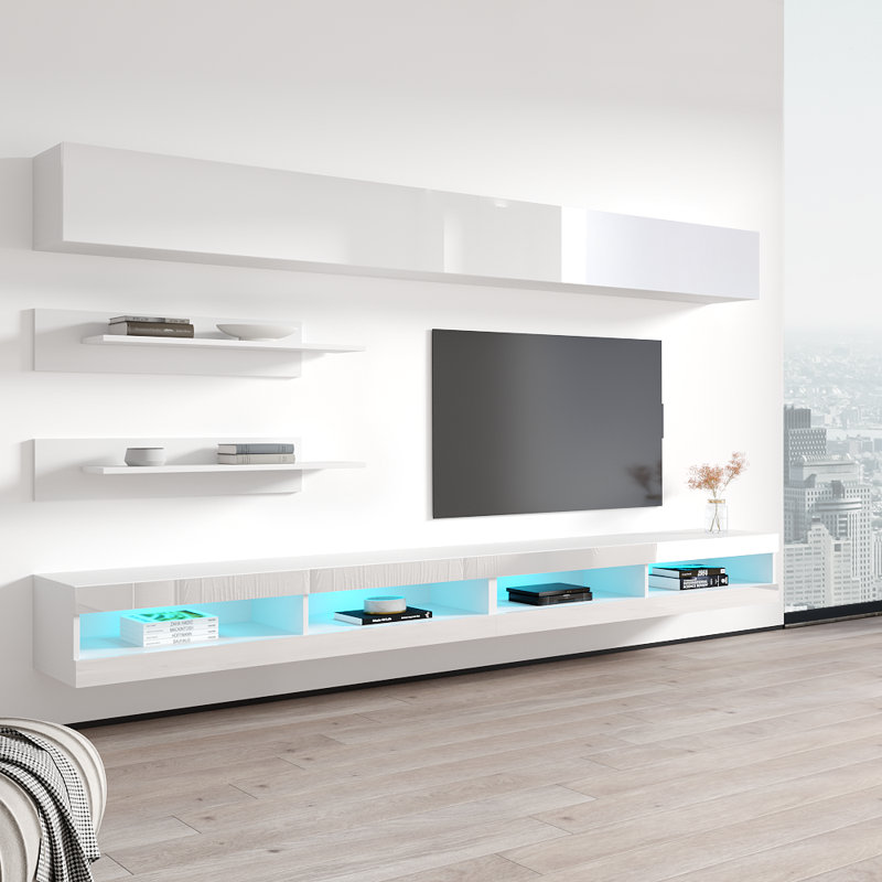 Meuble audio-vidéo flottant Fly, Blanc