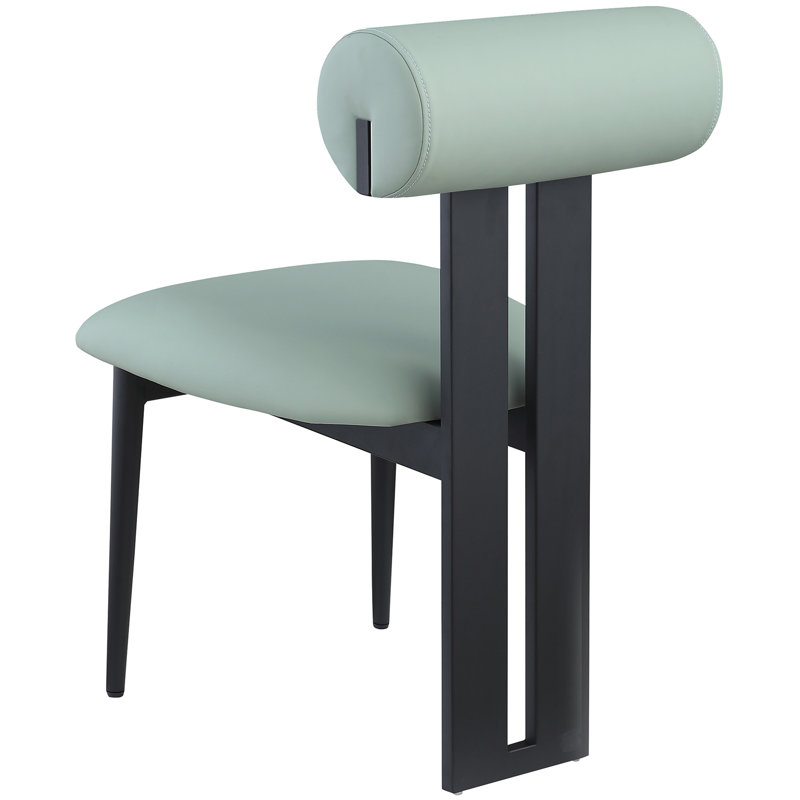 Dario Upholstered Back Side Chair Dining Chair, Matte Black, Mint Vegan Leather