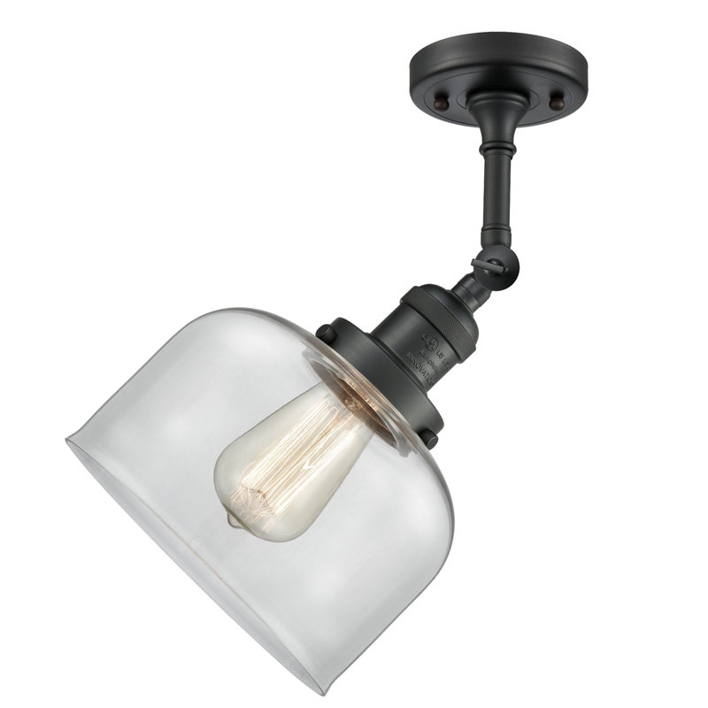 Applique murale 1 lumière 8 po Bell, Ampoule à DEL rétro de 6 watts, Clair, Noir mat