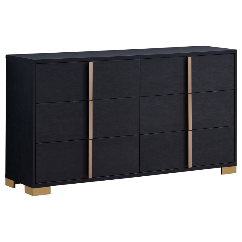 Deeyn 58.5'' W 6 - Drawer Dresser, Black