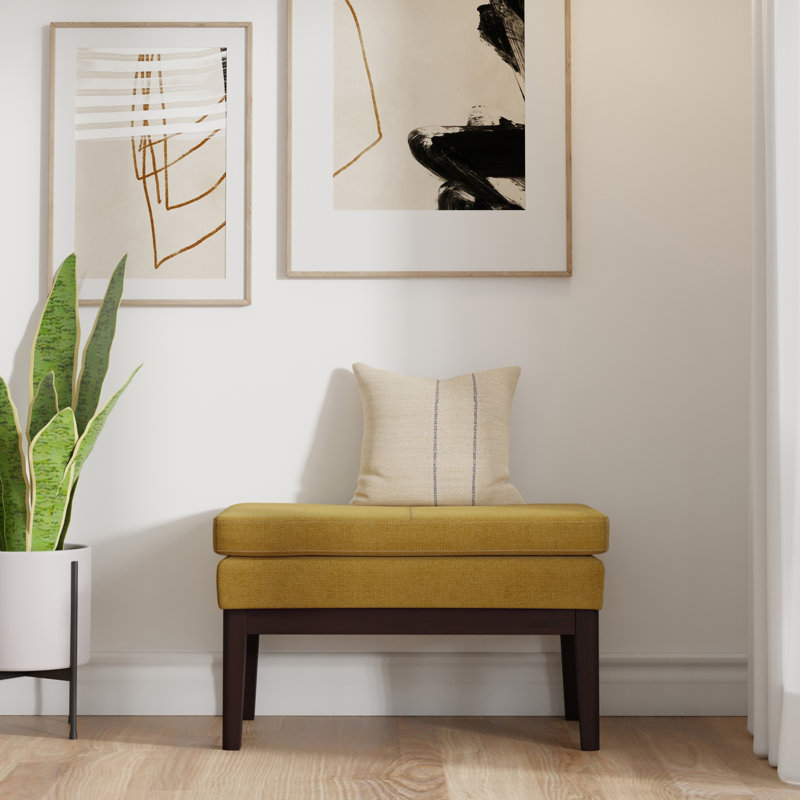 Banc avec repose-pieds Carlson, Jaune souci, H 17,4 po x l 26,8 po x P 15,4 po