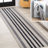 Elvin Geometric Striped Machine-Washable Ivory/Dark Gray Rug-1859512606