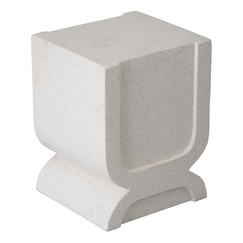Cristalle Ceramic Accent Stool, White