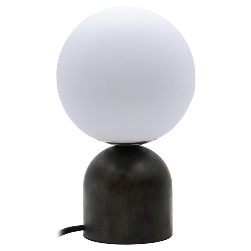 Lampe de table moderne en bois massif 9,84 "avec abat-jour globe en verre opale et gradateur certifié UL cULus pour la chambre à coucher, le salon, le bureau personnel ou la salle d'étude