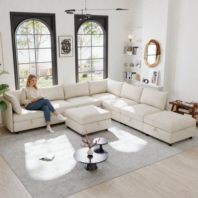 Canapé modulaire modulaire, siège de canapé convertible avec rangement, ensemble de canapé modulaire canapé-lit, combinaisons modulaires flexibles en tissu pour le salon