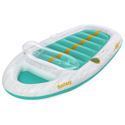 Bestway H2OGO! Yacht de détente pour salon - 7 pi 1 po x 46 po - blanc et vert, piscine gonflable et flotteur