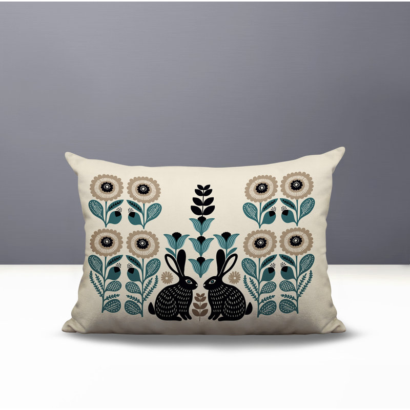 Coussin lombaire réversible intérieur / extérieur Lexa Rabbit, Rectangle H 14 po x l 20 po, Émeraude