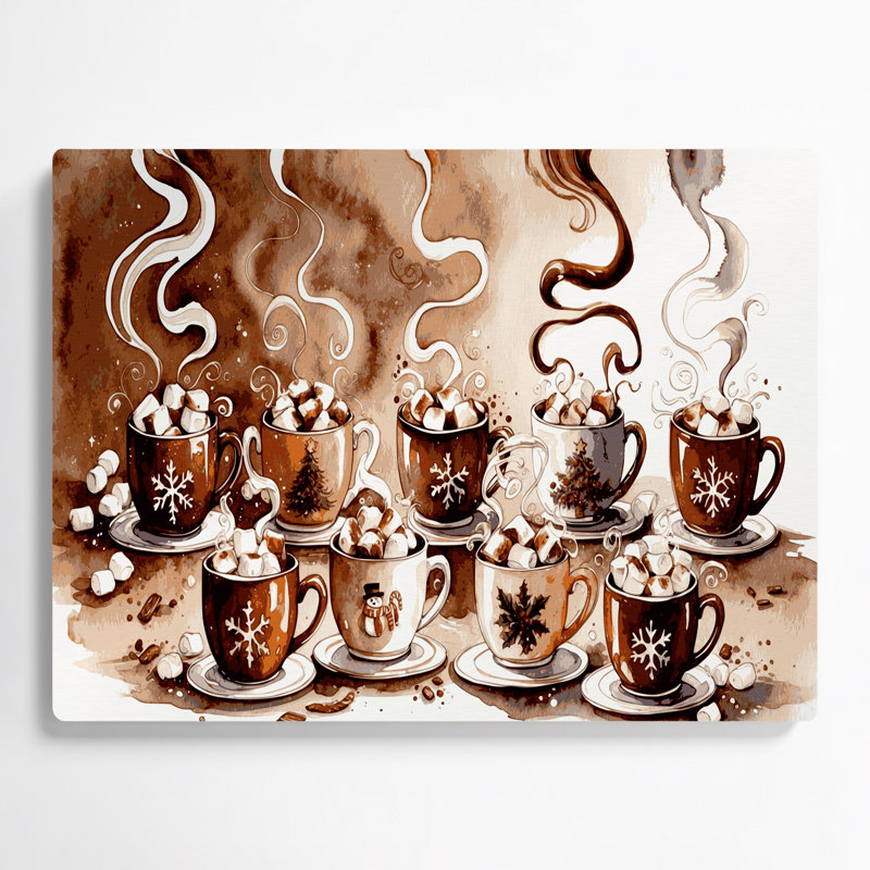 Art mural en métal beige, Christmas Hot Cocoa