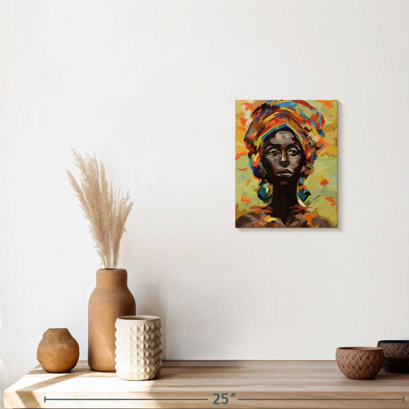 Portrait de femme sur toile, H 10 po x l 8 po