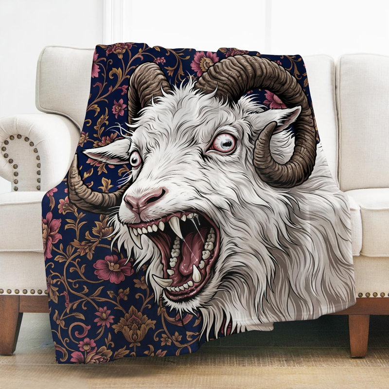 Plaid gothique à motif de chèvre, doux, léger et confortable, idéal comme cadeau décoratif, 152 x 203 cm, 15.75" L x 16.54" W