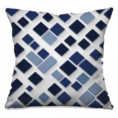Blue Square Tiles Double Sided Throw Pillows