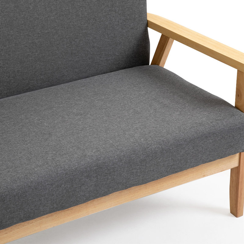Sofa 2-Seater Chaise Longue Upholstered Armchair Lounge Chair Living Room Sofa Grey, Gray polyester