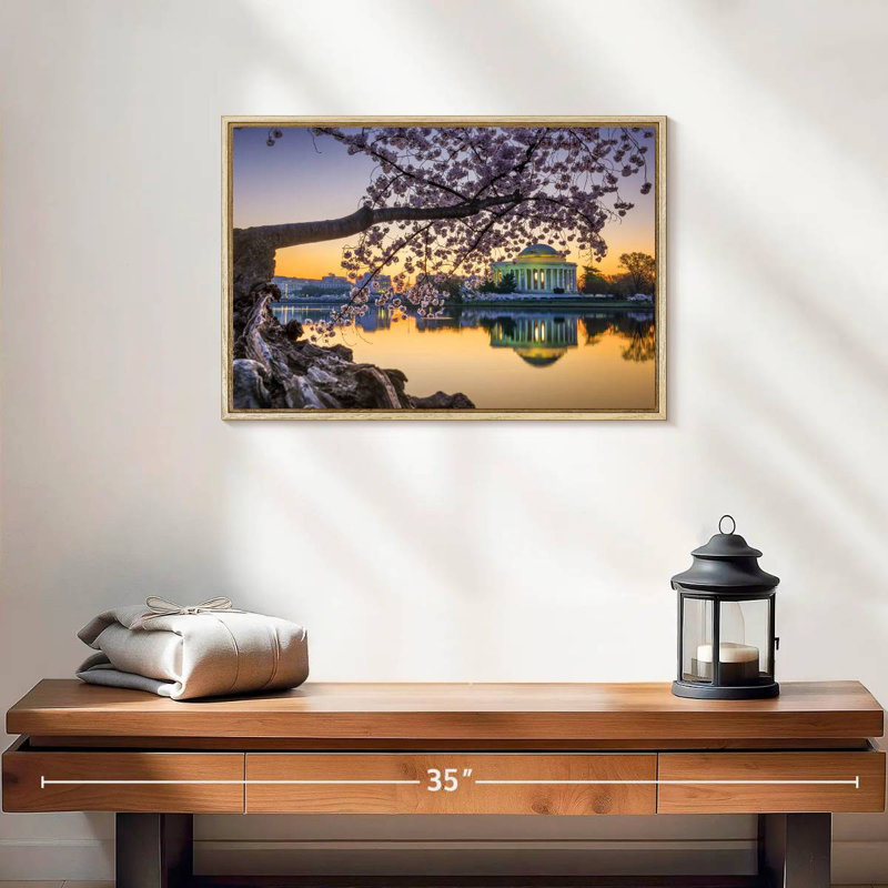 Printemps Washington DC, Cadre flottant en bois naturel, 19 po x 13 po